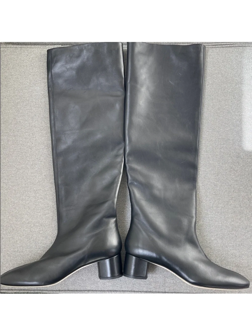 Aeyde Willa Knee High Leather Boots Black Pull On OTK Size 41